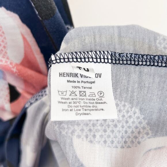 Henrik Viskov Tencel Abstract Pattern Tie Dress One Size Blue Geometric - Picture 6 of 6